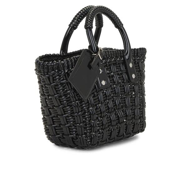 8 Other Reasons Black Woven Tote Bag Top Handle Shoulder Strap 8x7.25 x4.5 NEW - Picture 3 of 14